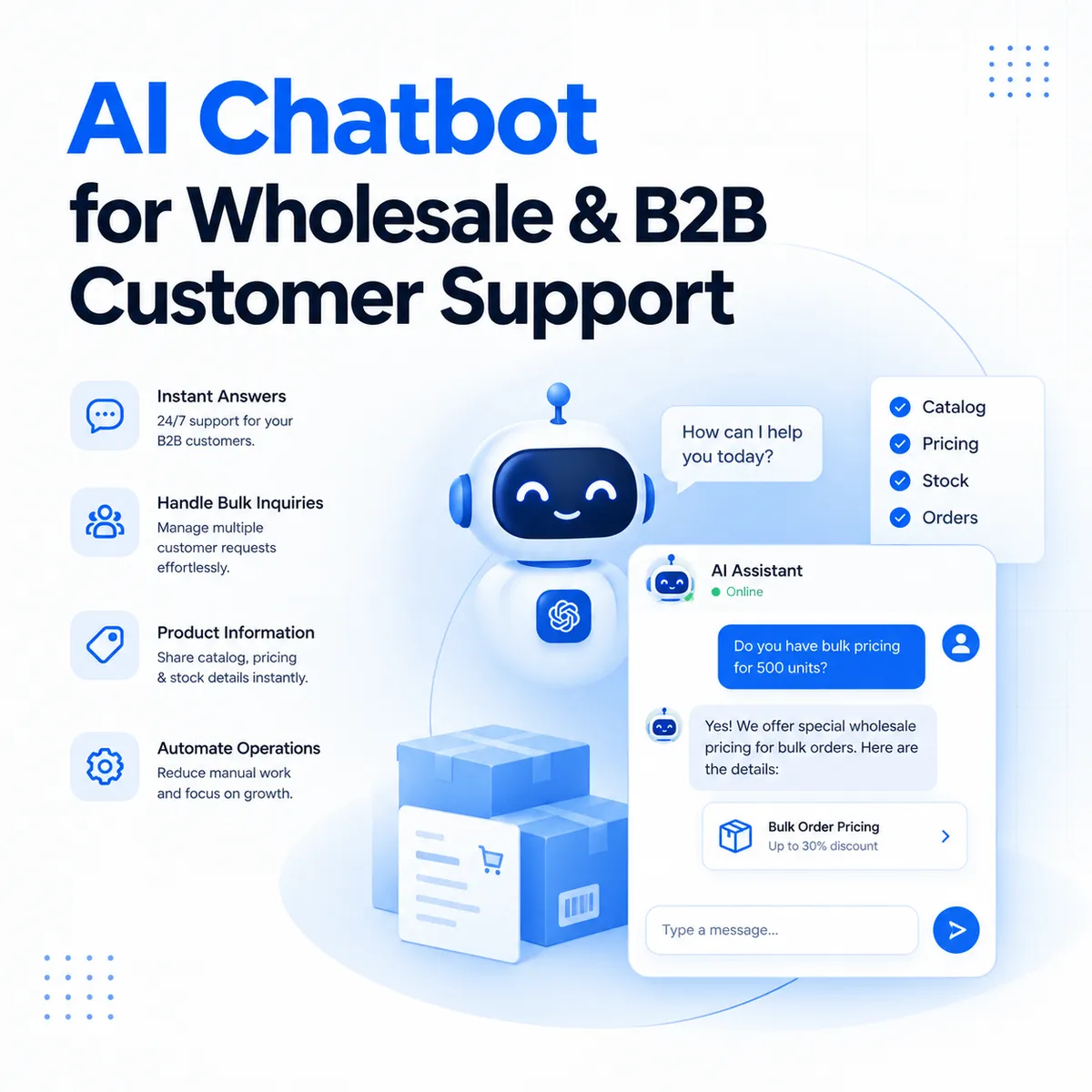 AI Chatbot for Wholesale & B2B Customer Support